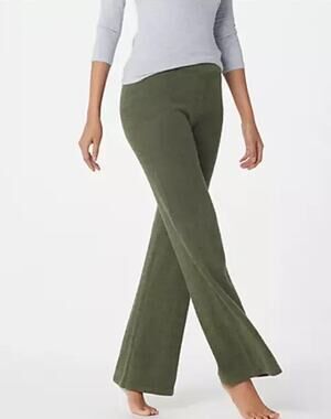 Barefoot Dreams CozyChic Lite Wide-Leg Pant High Rise Green Womens Size XS